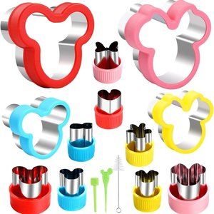 NEW Elfkitwang Minnie Mickey Cookie Cutters Set Shapes Baking Kids Sandwich Cake